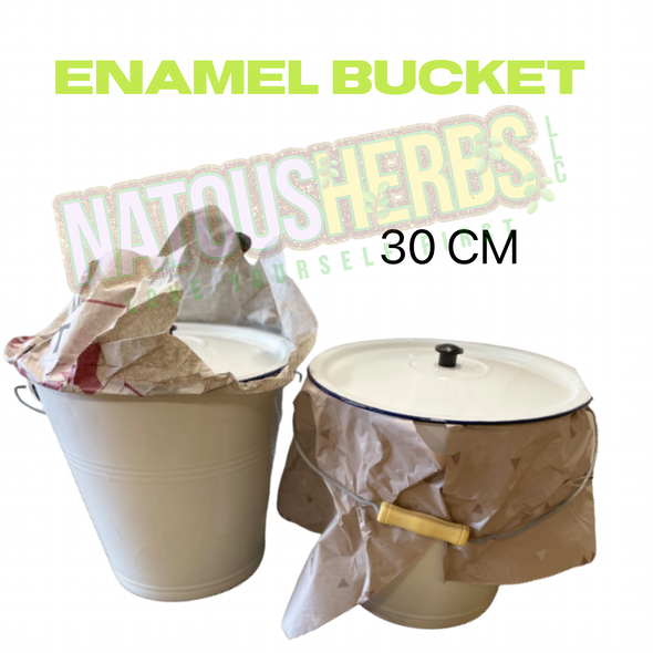 Stainless Enamel  Bucket with Wood Handle & Top
